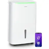 Klarstein DryFy Connect 50L Déshumidificateur Intelligent, 50L/24h, Wi-Fi App, Réservoir 7L, Minuterie 24h, Portable, Pour Salle de Bain & Pièces 45-55m², Blanc