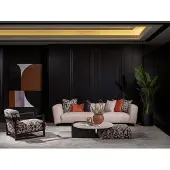 AEA Moderner 2-tlg. Wohnzimmer Set aus Textil in Mehrfarbig Beige