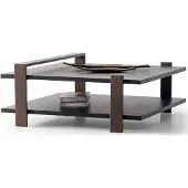 AEA Moderner Couchtisch mit braunem Metallrahmen und Holzregalen