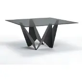 AEA Geometrischer Esstisch mit Glasplatte und schwarzem Metallgestell