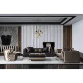 AEA Elegantes 3-teiliges Wohnzimmer Set aus Textil in Schwarz und Braun