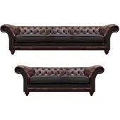 Xl Moebel Gmbh Chesterfield Salon marron-gris Ensemble de canapés modernes 2pcs