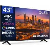 Daewoo 43VB56QV, 109,2 cm (43 pouces), 3840 x 2160 pixels, QLED, Smart TV, Wi-Fi, Noir