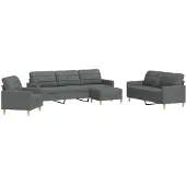 vidaXL Ensemble de canapés 4 pièces avec pouf Tissu gris foncé