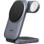 Aukey Chargeur magnétique 3-en-1 MagFusion LC-MC312, 15W Qi2, gris
