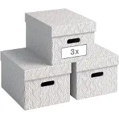 Leitz Boîte de rangement , lot de 3, 15 litres, carton recyclé