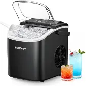 Euhomy Machine à glaçons , capacité de 12 kg par 24 heures, fonction de nettoyage automatique, 2 tailles de glaçons, couleur noire