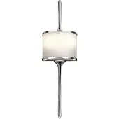 Kichler Applique murale Mona, chrome poli et opale blanche, 2xG9x3,5W, métal, dimensions : 55,9 x 16,5 x 9,8 cm, IP44,