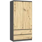 Akord Armoire Gris Graphite/Chêne Artisan 90X51X180