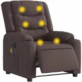 vidaXL Fauteuil de massage électrique Tissu marron foncé