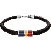 Fossil Bracelet 'Everett' bleu foncé / brun foncé / rouge foncé / argent