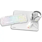 Krom KENTA PC Combo Gaming 4-en-1 RGB Blanc