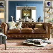 AEA Canapé Chesterfield Coussin Tissu Cuir Canapé Garniture 3 places