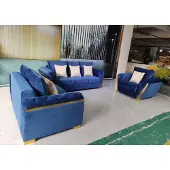 AEA Chesterfield Sofa Couch Garnitur Sofagarnitur Couchen Möbel Blau 3tlg.