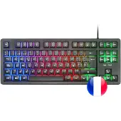 Mars Gaming MK023, Câble, USB, Commutateur à membrane, AZERTY, LED RGB, Noir