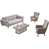AEA Sofagarnitur Sofa Couch Polster Set Möbel Einrichtung Wohnzimmer Tisch 4tlg.