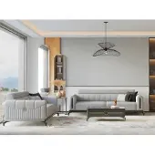 AEA Komplette Couchgarnitur Dreisitzer 3 Sitzer Grau Sofa Couch 2tlg Modern