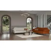 AEA Dreisitzer Sofagarnitur Stoffsofa Sofa Couch Orange Polyester Weiß 2tlg