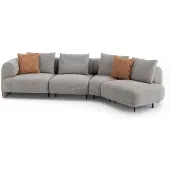 AEA Elegantes graues Ecksofa aus Textil und Holz