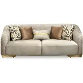 AEA Sofa 3 Sitzer Wohnzimmer Sofa Stoffsofa Dreisitzer Couch Beige Gold