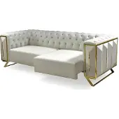 AEA Verstellbare Chesterfield Couch Multifunktion Sofa Dreisitzer Big Beige Gold