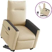 vidaXL Fauteuil relax avec releveur Crème Tissu