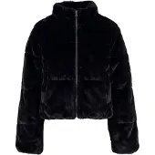 Urban Classics Veste de transition pour femmes, modèle court en imitation fourrure, doublure matelassée, couleur noire, taille L