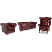 AEA Sofagarnitur Chesterfield Set Leder Polster Sofa Couch Set Garnitur