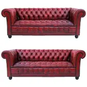 AEA Chesterfield Sofagarnitur 3+3 Sitzer Couch Polster Garnituren Ledersofa Klassik