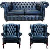 AEA Chesterfield Sofagarnitur Couch Polster Sofa Ohrensessel Leder Sofas 471