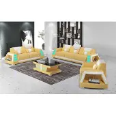 AEA Couchgarnitur Sofagarnitur Ledersofas Sofa Komplette 3tlg Gelb Set Sofas