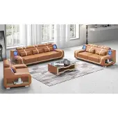 AEA Wohnzimmer Komplette Ledersofas Couchgarnitur Sofagarnitur Braun 3tlg