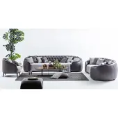 AEA Villas de luxe Meubles Chesterfield gris Canapé en tissu JVmoebel