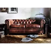 AEA Canapé Chesterfield Coussin Tissu Cuir Canapé Garniture 3 places