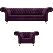 AEA Polster Luxus Möbel Sofagarnitur 2tlg Design Lila Textilsofas Modern Design