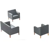 Xl Moebel Gmbh Arbeitszimmer-Set 3tlg 2-Sitzer 2x Sessel Schwarz Einfarbig Wohnzimmer