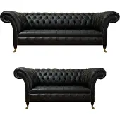 AEA Sofagarnitur Couch Polster Chesterfield Design Komplett Sofas Ledersofa