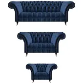AEA Ensemble Chesterfield bleu foncé salon 3 places 2 places
