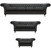 AEA Schwarze Chesterfield Sofagarnitur Designer Viersitzer Polster 2-Sitzer