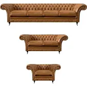AEA Chesterfield Brown Canapés complets 4+2+1 places Salon Canapé