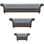 AEA Grau-Braune Chesterfield Polstercouchen Designer Sofagarnitur 3tlg Set