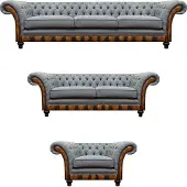 AEA Chesterfield gris clair Meubles rembourrés Salon Canapé Ensemble noble