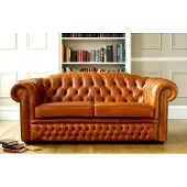 AEA Canapé Chesterfield Coussin Tissu Cuir Canapé Marron Garniture 3 places