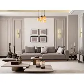 AEA Garniture Salon Canapé 4 places Tables basses 5pcs Gris Set
