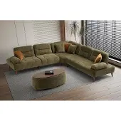 AEA Designer Grünes L-Form Sofa Polster Wohnlandschaft Edles Ecksofa
