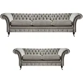 AEA Chesterfield Wohnzimmer Textilgarnitur Designer Dreisitzer 2-Sitzer 2tlg