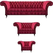 AEA Salon rose Chesterfield Garniture de salon luxueuse 3pcs Set