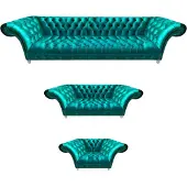 AEA Sitzmöbel Sofa Set 3tlg Wohnzimmer Garnitur Chesterfield Textil Einrichtung