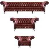 AEA Chesterfield Polstermöbel Braun Komplett Sofagarnitur 3tlg Wohnzimmer