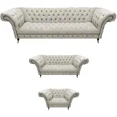 AEA Weiße Chesterfield Garnitur Polstercouchen Designer Sofagarnitur 3tlg